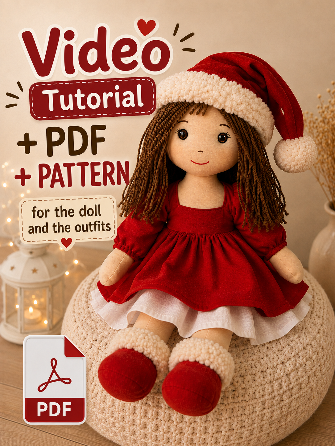 Mary Cloth Doll Sewing Pattern & Step-by-Step Video Tutorial
