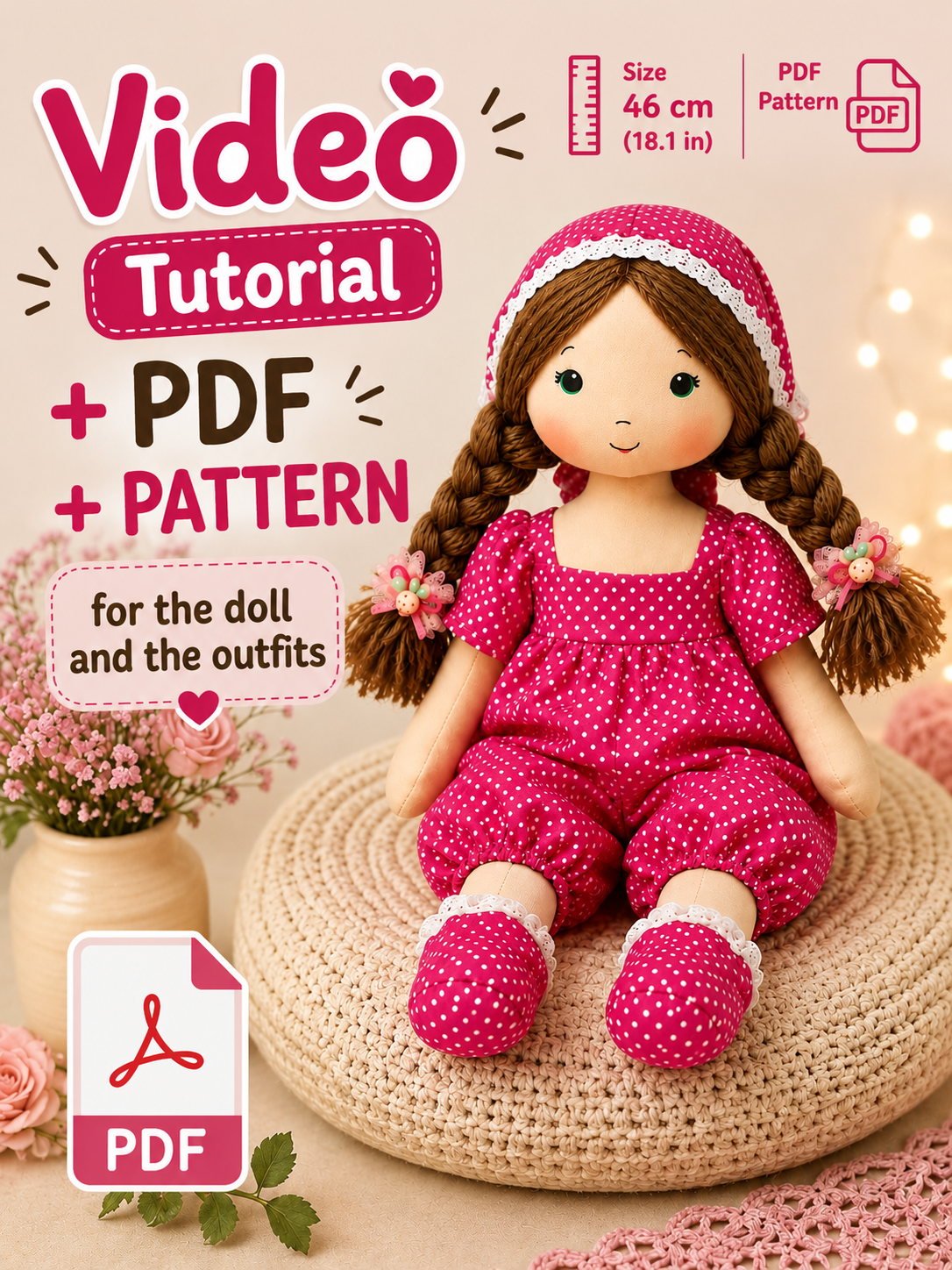 Sarah Cloth Doll Sewing Pattern & Step-by-Step Video Tutorial