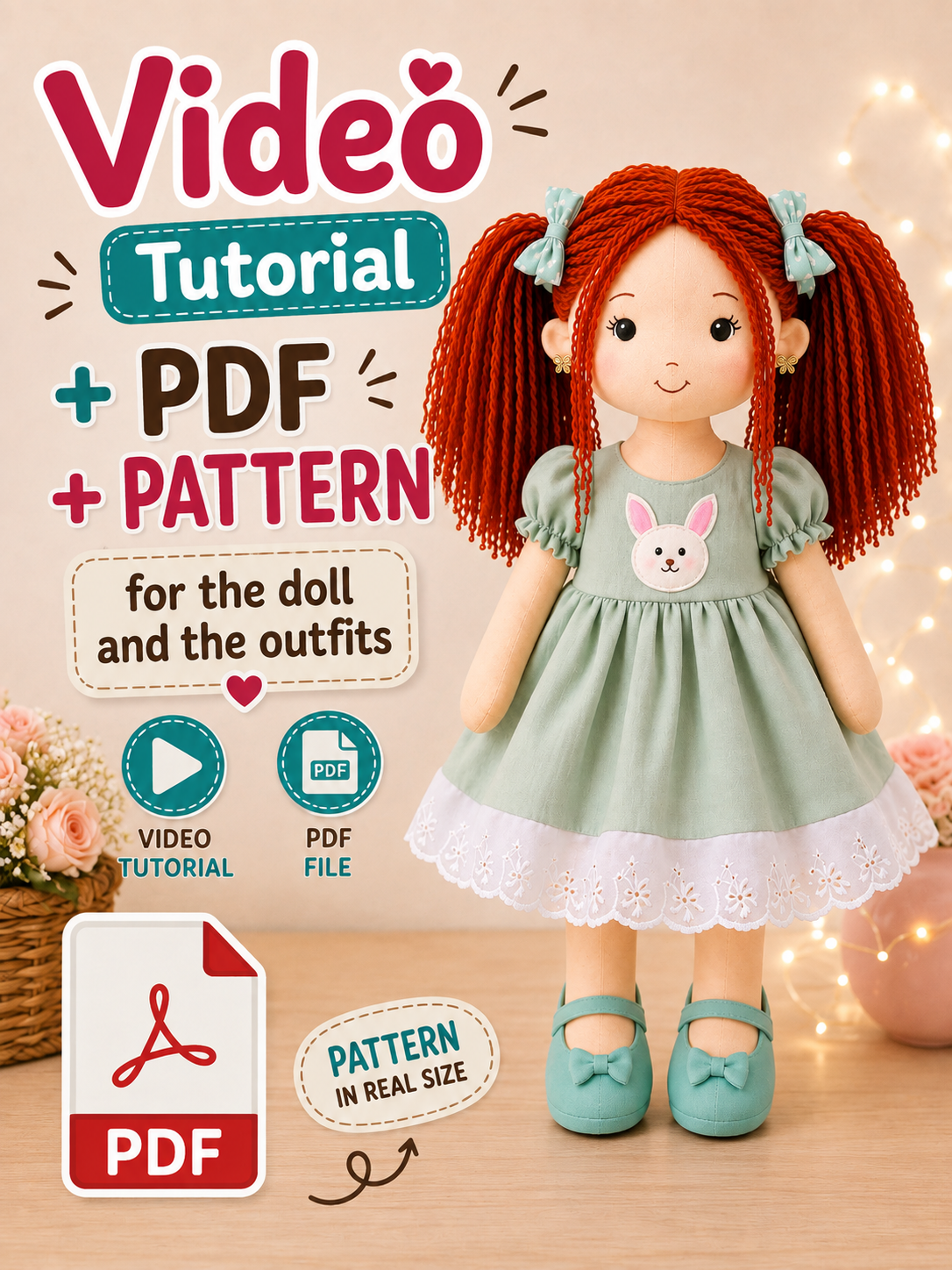 Aurora Cloth Doll Sewing Pattern & Step-by-Step Video Tutorial