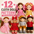 12 Modern Cloth Doll Sewing Patterns & Photo Tutorial Course