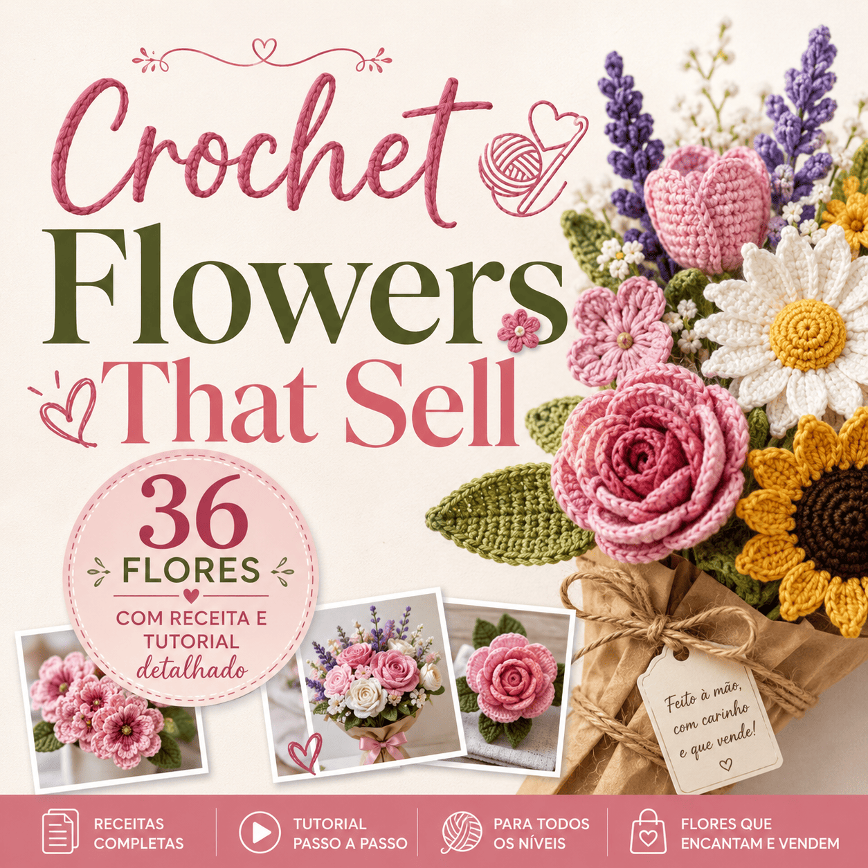 36 Crochet Flower Patterns – Complete PDF Collection with Step-by-Step Tutorials