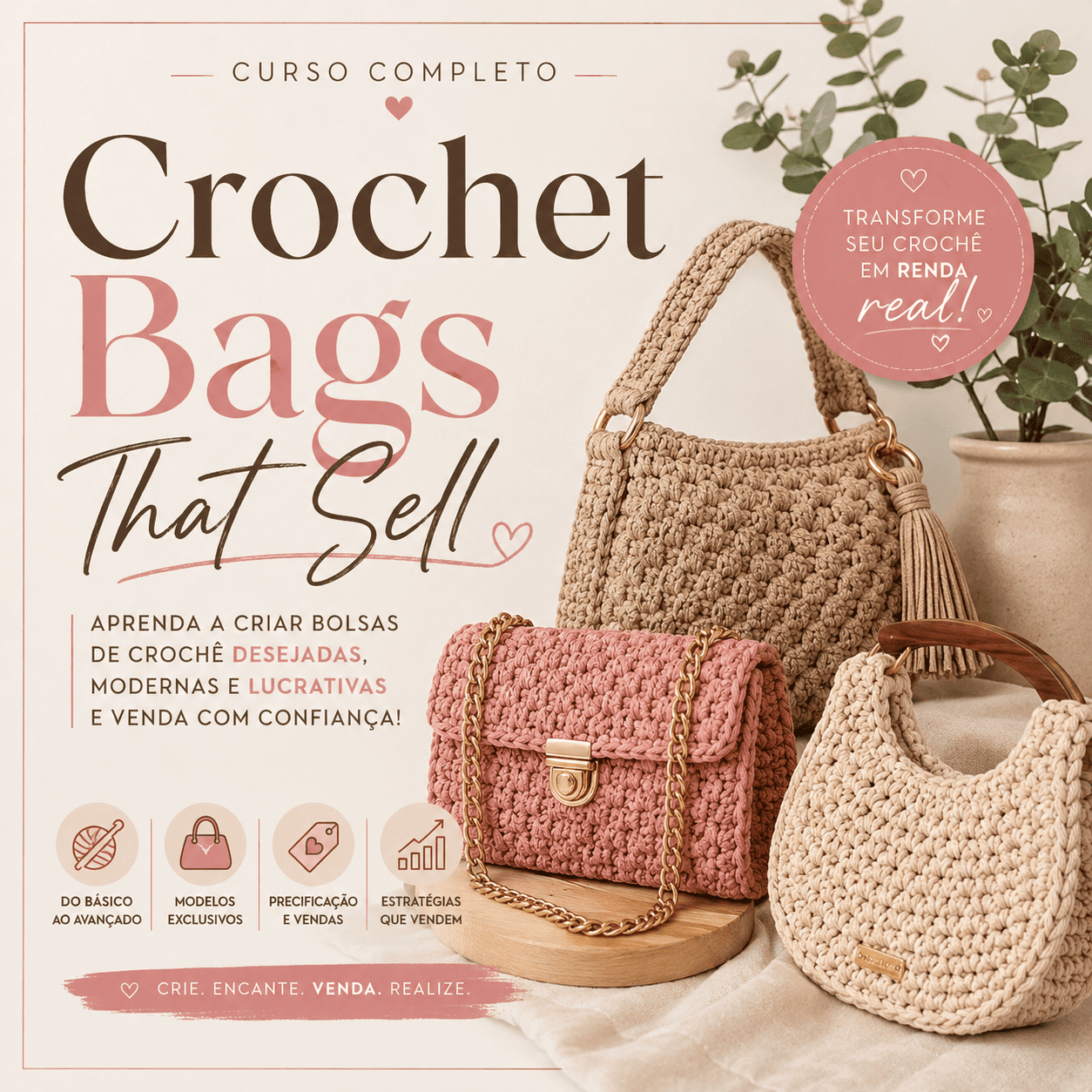 15 Exclusive Crochet Bag Patterns – Complete Video Course with Lifetime Access
